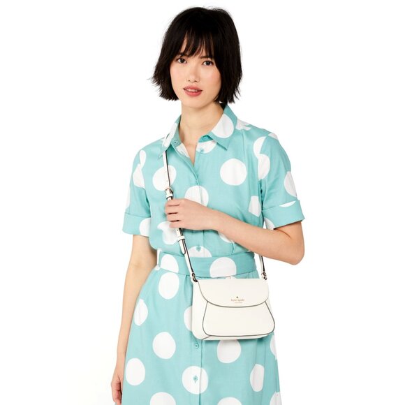 New Kate Spade Monica Small Flap Crossbody bag Pebble Leather Meringue - Picture 5 of 5